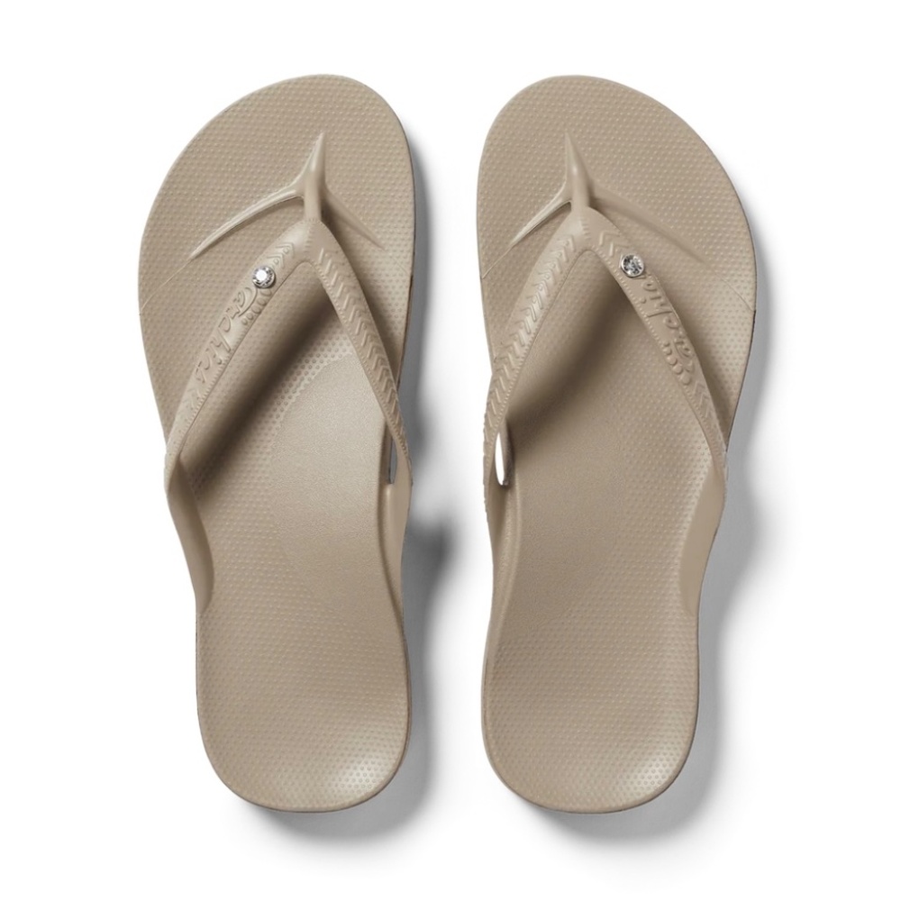 NEW Archies Support Flip Flops Crystal Taupe